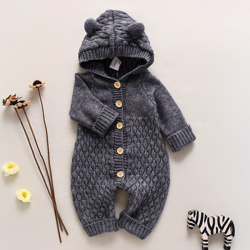 Baby Knitted Hooded Jumpsuit Long Sleeve Spring/Autumn Style - Child ...